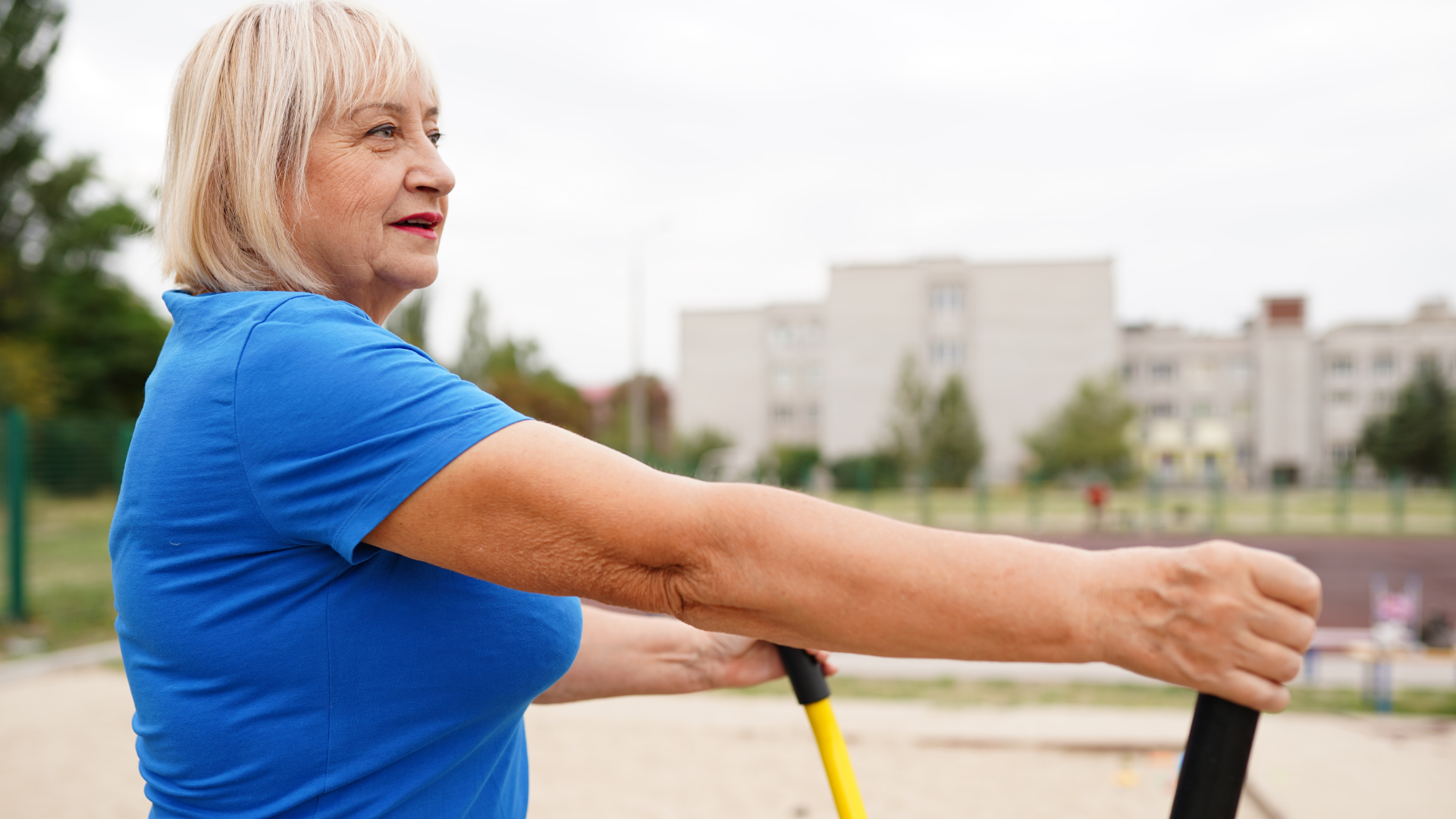 elderly woman exercising outside